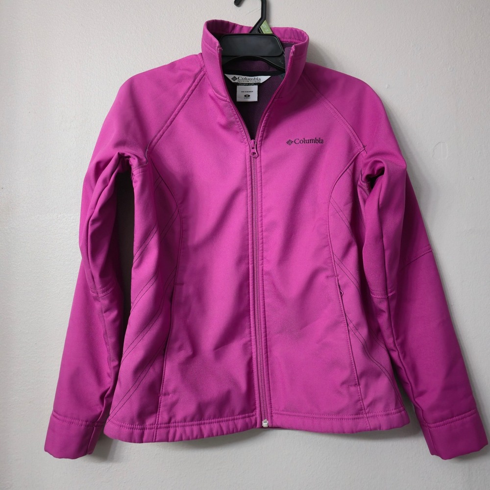 Columbia Womens Softshell Jacket Magenta Pink Full Zip Fleece Lined Medium